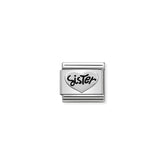 Nomination COMPOSABLE CLASSIC OXIDIERTE SYMBOLE aus Edelstahl, mit 925er Silber verziert, (11_Herz SISTER)